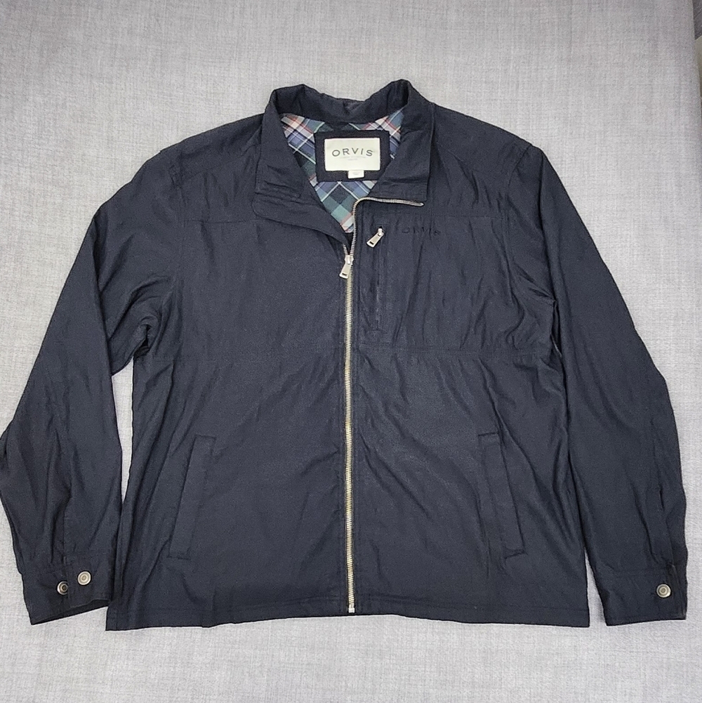 Orvis Classic Lightweight Collard Zip Up Black Jacket. Large